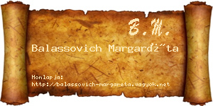 Balassovich Margaréta névjegykártya